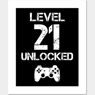 Level 21 Unlocked T-Shirt - 21th Birthday Gift Posters and Art